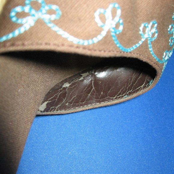 Colin Stuart Lace Up Espadrille Platform Wedges Size 8 Brown Turquoise Boho - Picture 5 of 7